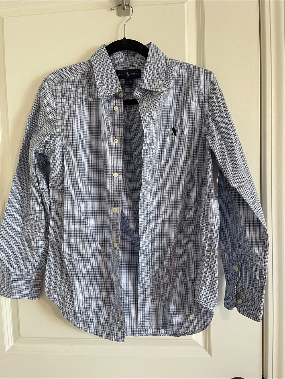 Ralph Lauren Light Blue & White Check Button-Down Shirt - boys 14/16